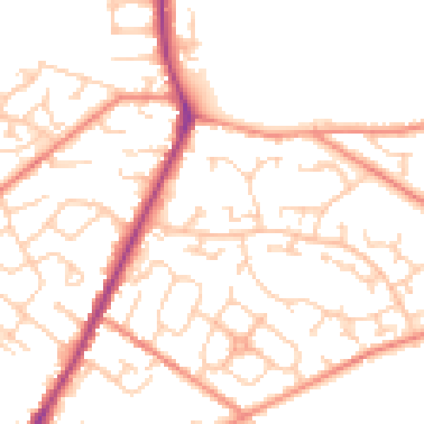 Daytime road noise heatmap for WF1 3TW