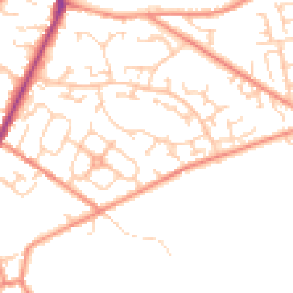 Daytime road noise heatmap for WF1 3TZ
