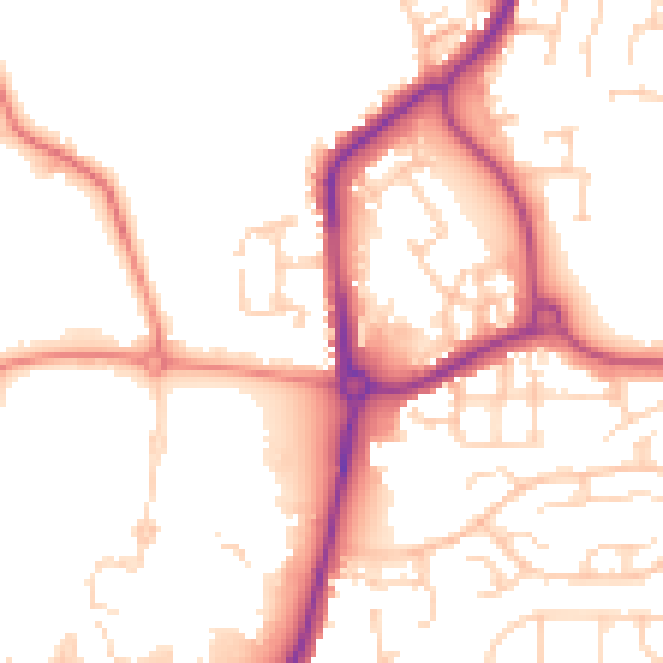 Daytime road noise heatmap for WF1 4AN