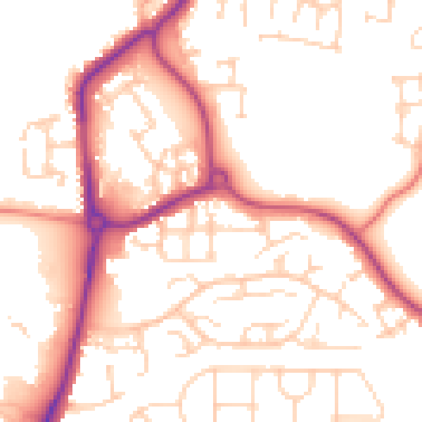 Daytime road noise heatmap for WF1 4FB