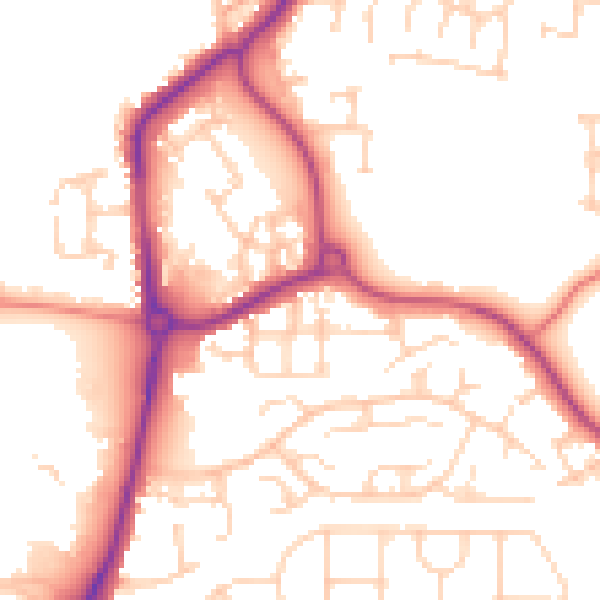 Daytime road noise heatmap for WF1 4FN