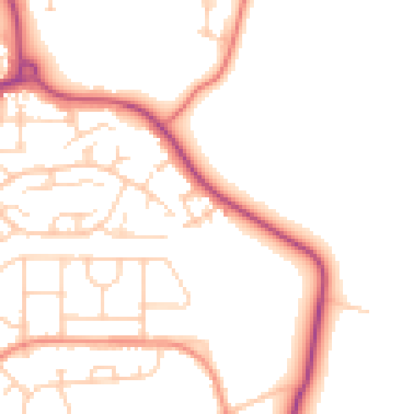 Daytime road noise heatmap for WF1 4GQ