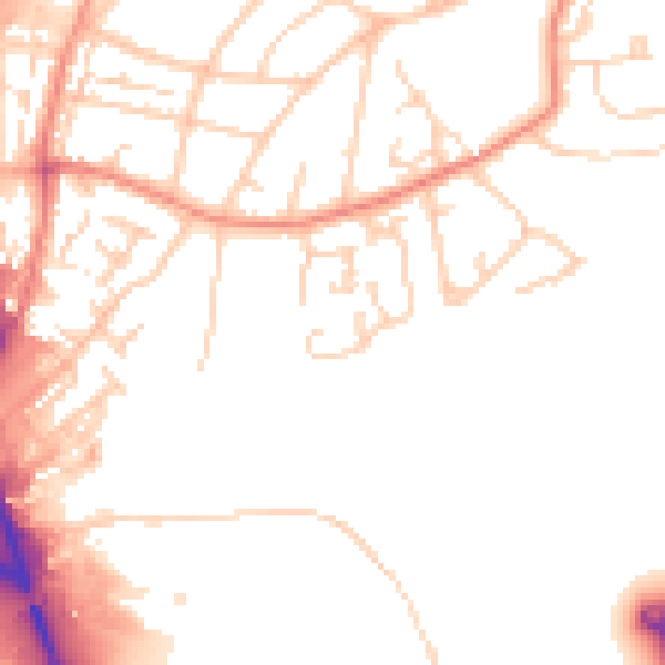 Daytime road noise heatmap for WF1 4LW