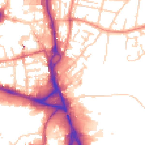 Daytime road noise heatmap for WF1 4PQ