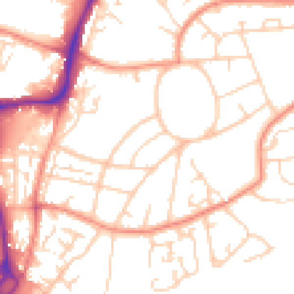Daytime road noise heatmap for WF1 4RN