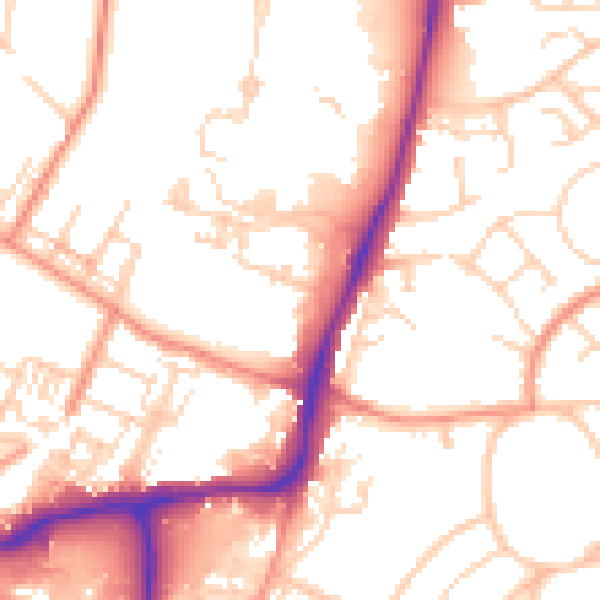 Daytime road noise heatmap for WF1 4SQ