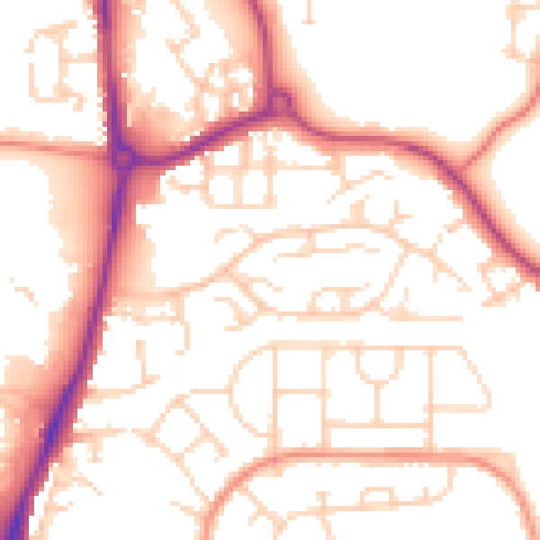 Daytime road noise heatmap for WF1 4TD