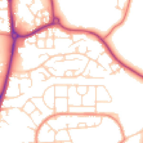 Daytime road noise heatmap for WF1 4TF