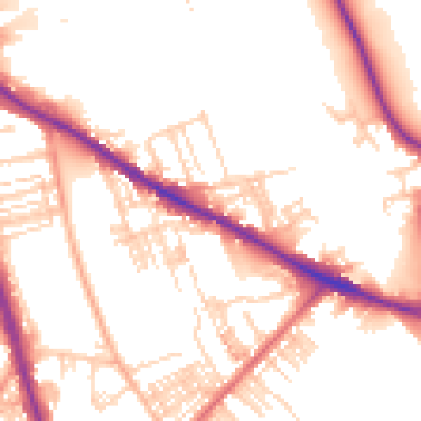 Daytime road noise heatmap for WF1 5EY