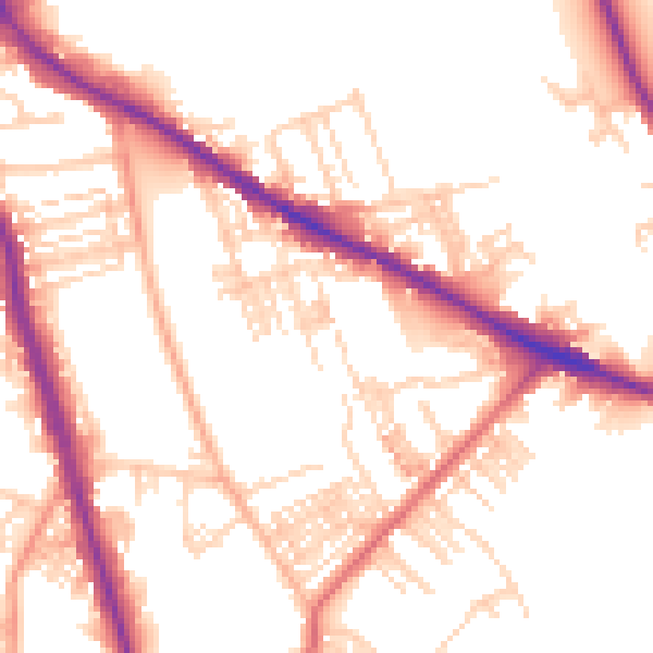 Daytime road noise heatmap for WF1 5HS