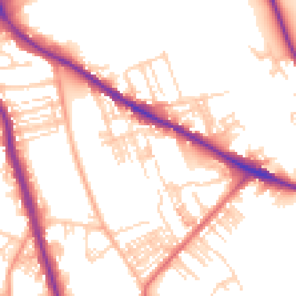 Daytime road noise heatmap for WF1 5HU
