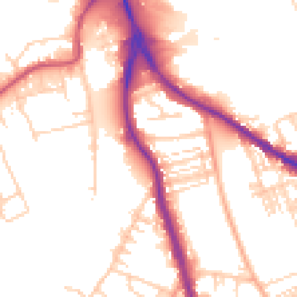 Daytime road noise heatmap for WF1 5JZ