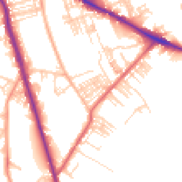 Daytime road noise heatmap for WF1 5NE