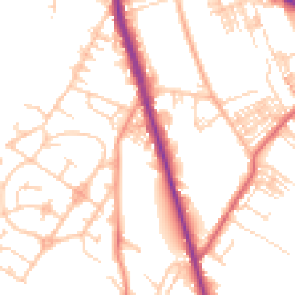 Daytime road noise heatmap for WF1 5NY