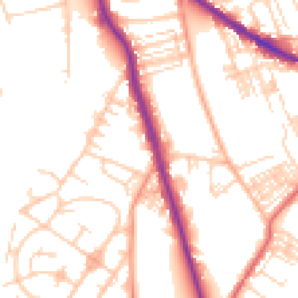 Daytime road noise heatmap for WF1 5NZ