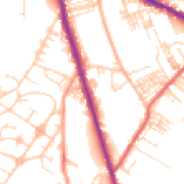 Daytime road noise heatmap for WF1 5PB