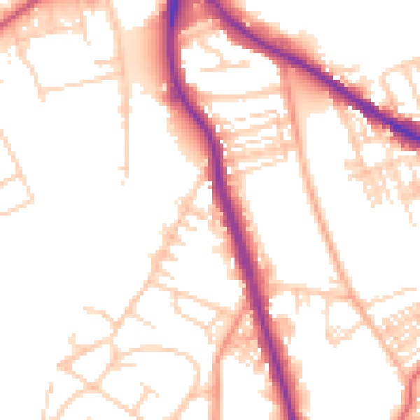 Daytime road noise heatmap for WF1 5PD