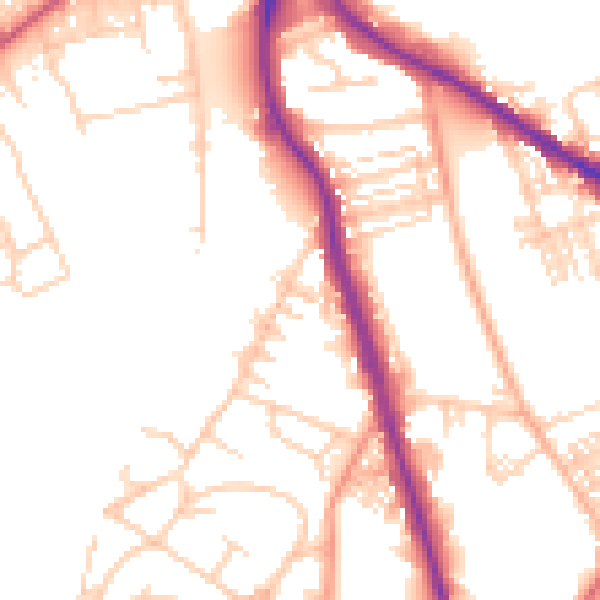 Daytime road noise heatmap for WF1 5PT
