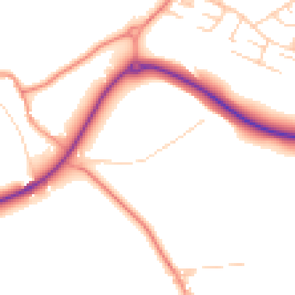 Daytime road noise heatmap for WF1 5TW