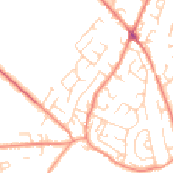 Daytime road noise heatmap for WF2 0JZ