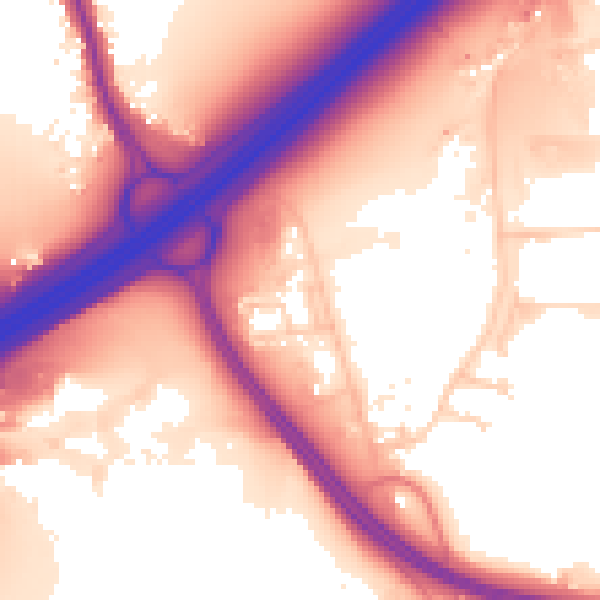 Daytime road noise heatmap for WF2 0QS