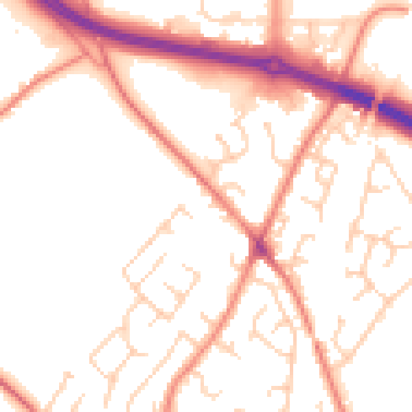 Daytime road noise heatmap for WF2 0TA