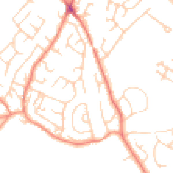 Daytime road noise heatmap for WF2 0TJ