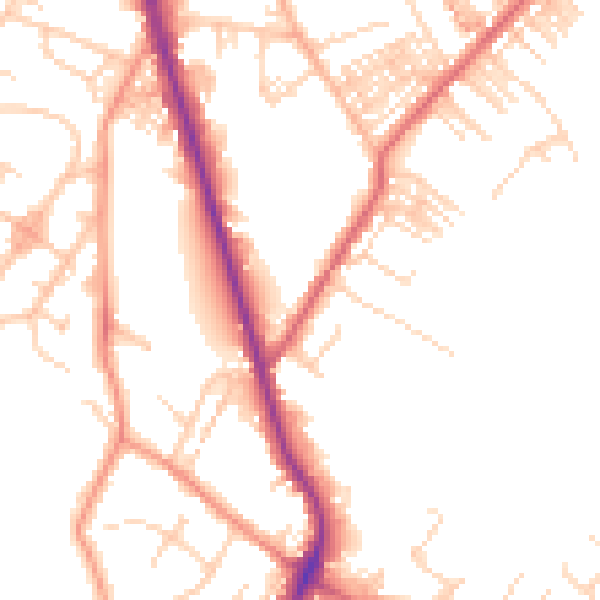 Daytime road noise heatmap for WF2 6AA