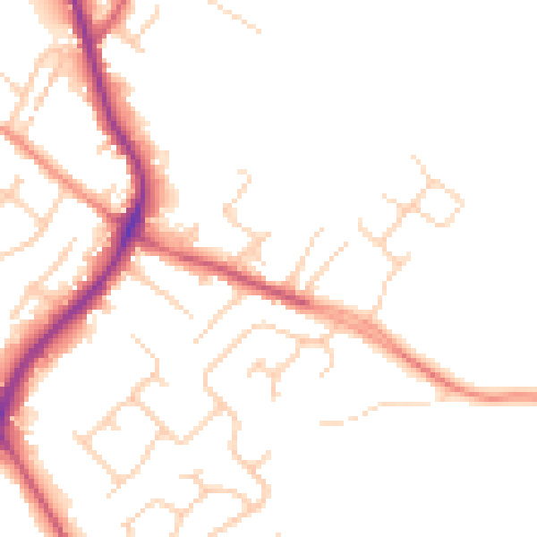 Daytime road noise heatmap for WF2 6QZ