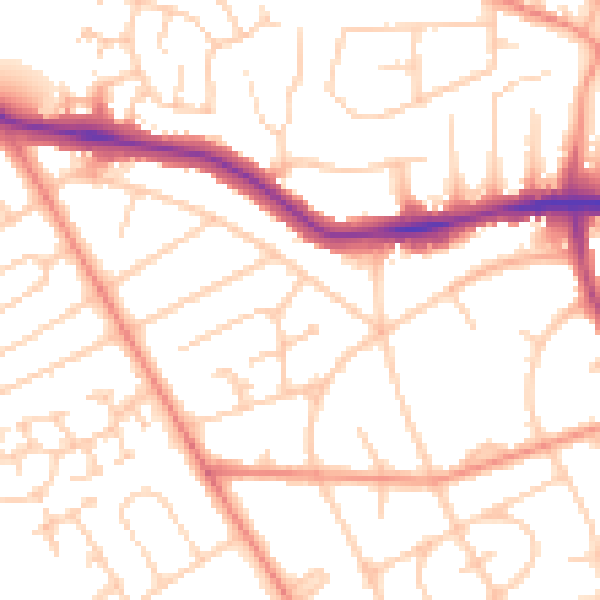 Daytime road noise heatmap for WF2 8EL