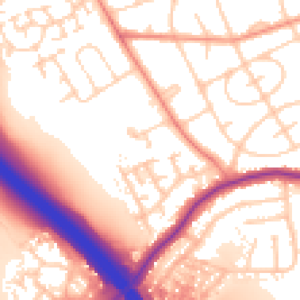 Daytime road noise heatmap for WF2 8FB