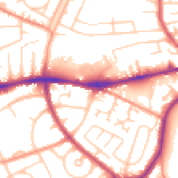 Daytime road noise heatmap for WF2 8JA