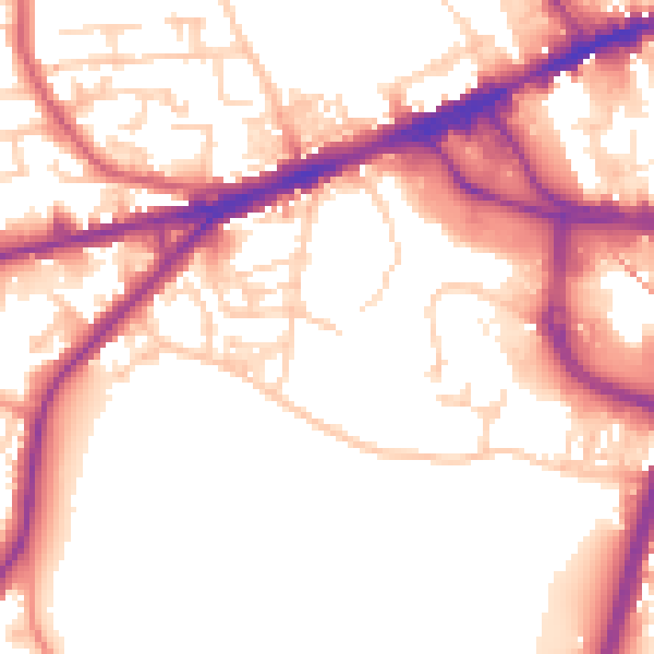 Daytime road noise heatmap for WF2 8SN