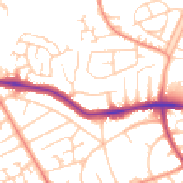 Daytime road noise heatmap for WF2 9DJ