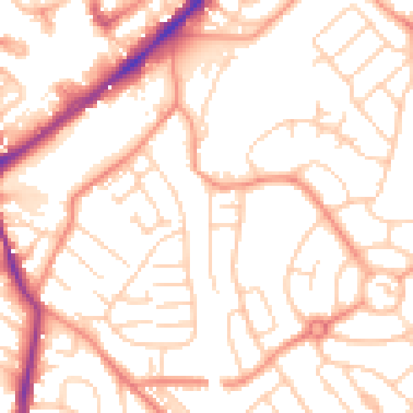 Daytime road noise heatmap for WF8 2AD