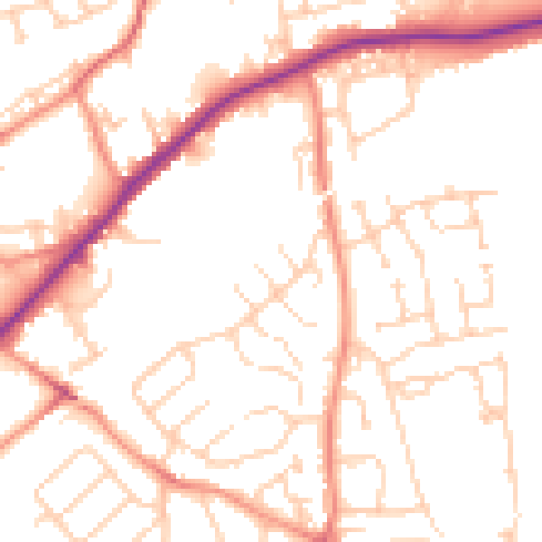 Daytime road noise heatmap for WF8 2DP