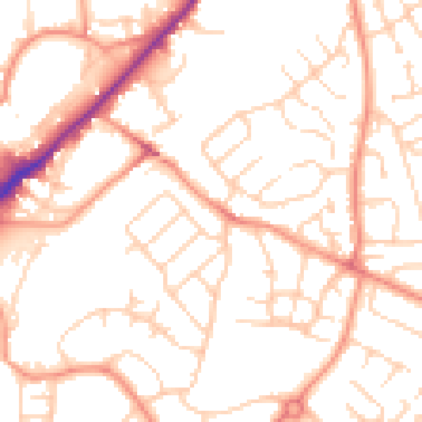 Daytime road noise heatmap for WF8 2EE