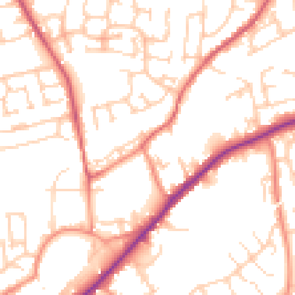 Daytime road noise heatmap for WF8 2NY