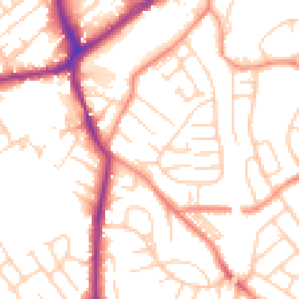 Daytime road noise heatmap for WF8 2RZ