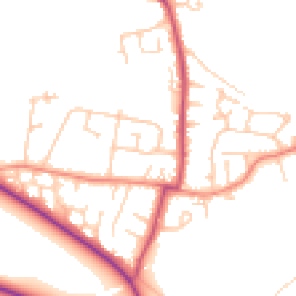 Daytime road noise heatmap for WF9 1DT