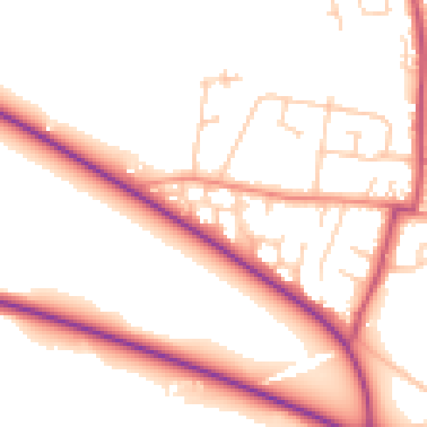 Daytime road noise heatmap for WF9 1NE