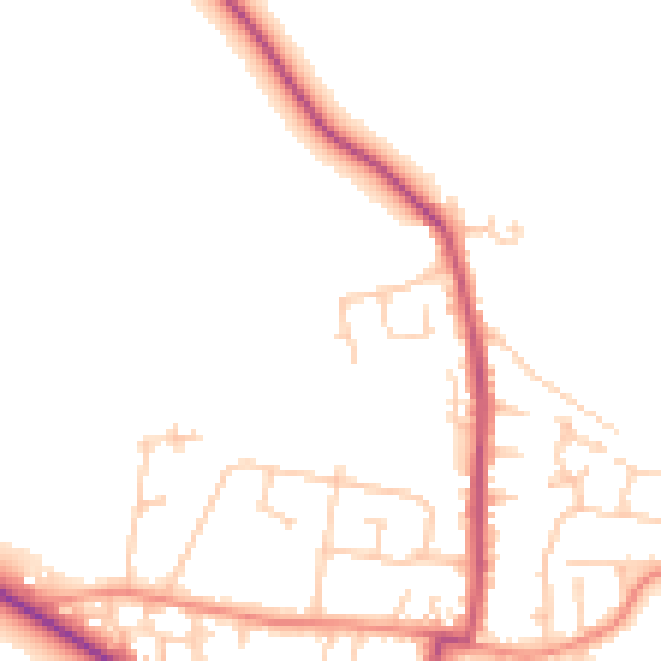 Daytime road noise heatmap for WF9 1NL