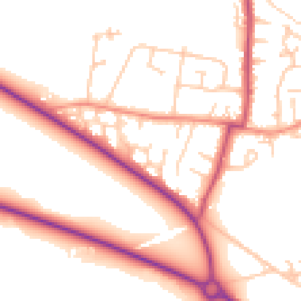 Daytime road noise heatmap for WF9 1NN