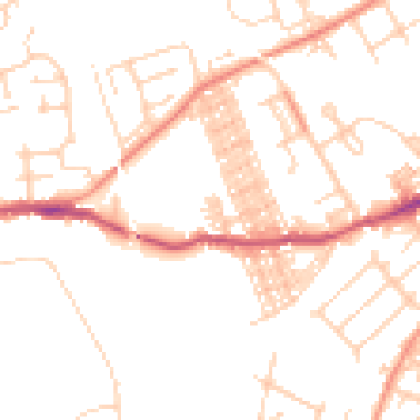 Daytime road noise heatmap for WF9 2BW