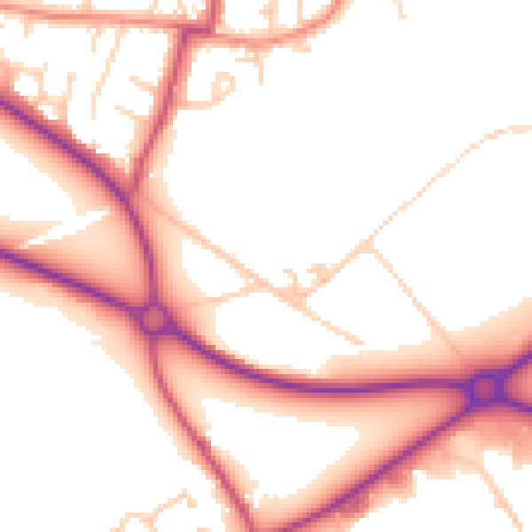 Daytime road noise heatmap for WF9 2DY