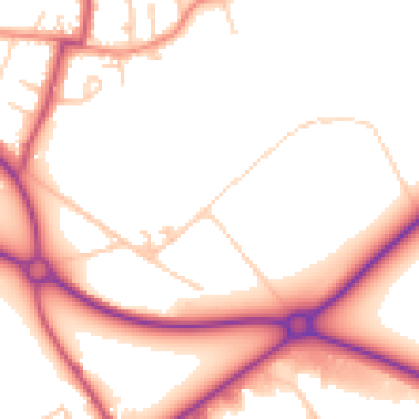 Daytime road noise heatmap for WF9 2DZ