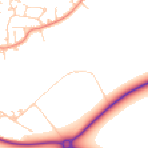 Daytime road noise heatmap for WF9 2EB