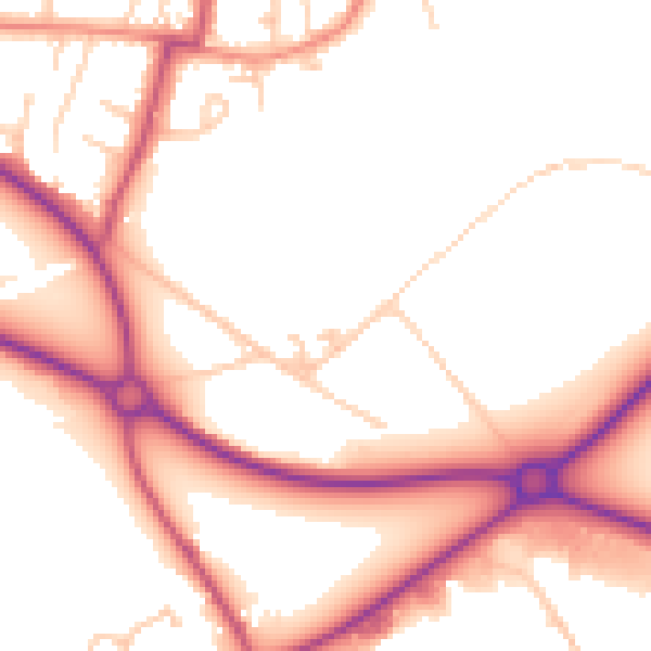 Daytime road noise heatmap for WF9 2ED