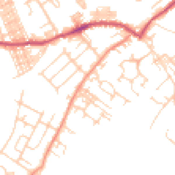 Daytime road noise heatmap for WF9 2EH