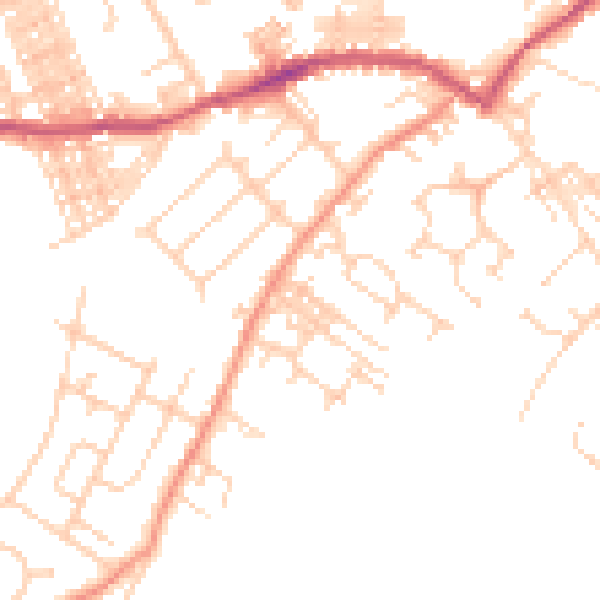 Daytime road noise heatmap for WF9 2EN